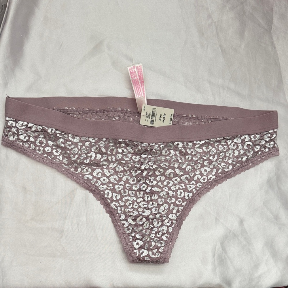 PINK Victoria's Secret Mauve Leopard Lace Panties